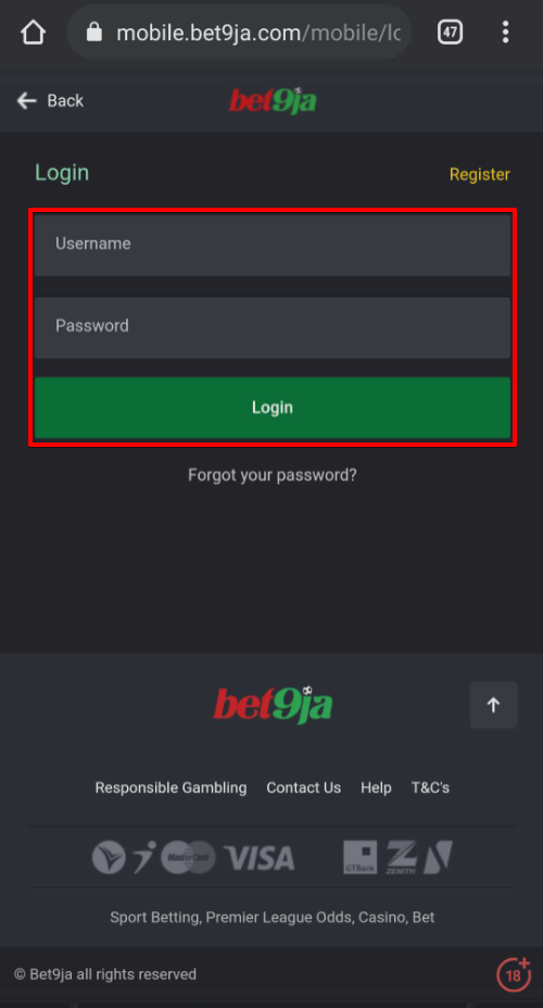 How to login to Bet9ja